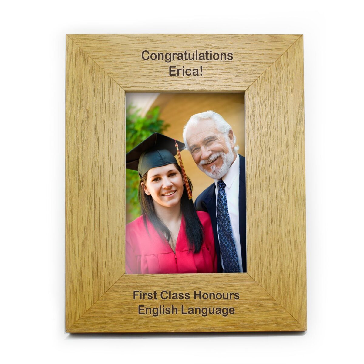 Personalised Long Message 6x4 Oak Finish Photo Frame: 4 - Photo Frames By Gift Moments