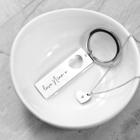 Personalised Heart Necklace and Keyring Set: 3 - Necklaces By Gift Moments