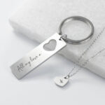 Personalised Heart Necklace and Keyring Set: 1 - Necklaces By Gift Moments