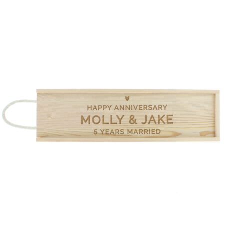 Personalised Love Heart Wooden Wine Bottle Box: 5 - Barware By Gift Moments