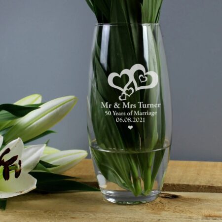 Personalised love hearts bullet vase