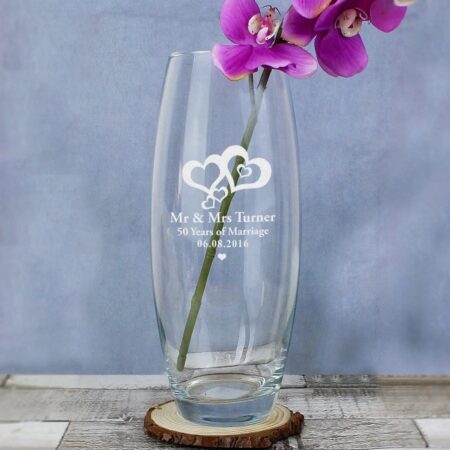Personalised love hearts bullet vase