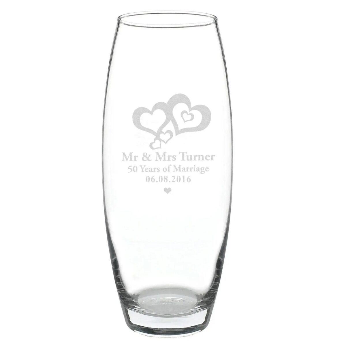 Personalised love hearts bullet vase