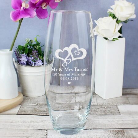 Personalised love hearts bullet vase