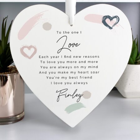 Personalised Love Large Wooden Heart: 3 - Decorations By Gift Moments