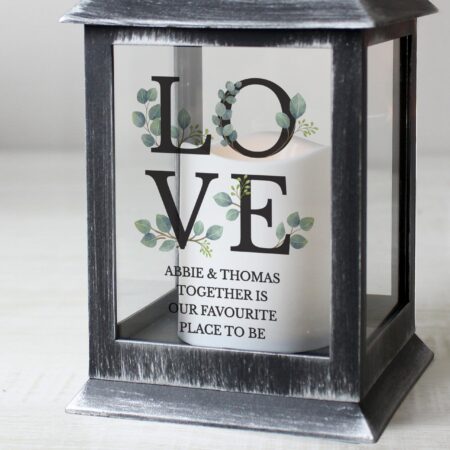 Personalised LOVE LED Black Lantern: 2 - LED Lighting By Gift Moments