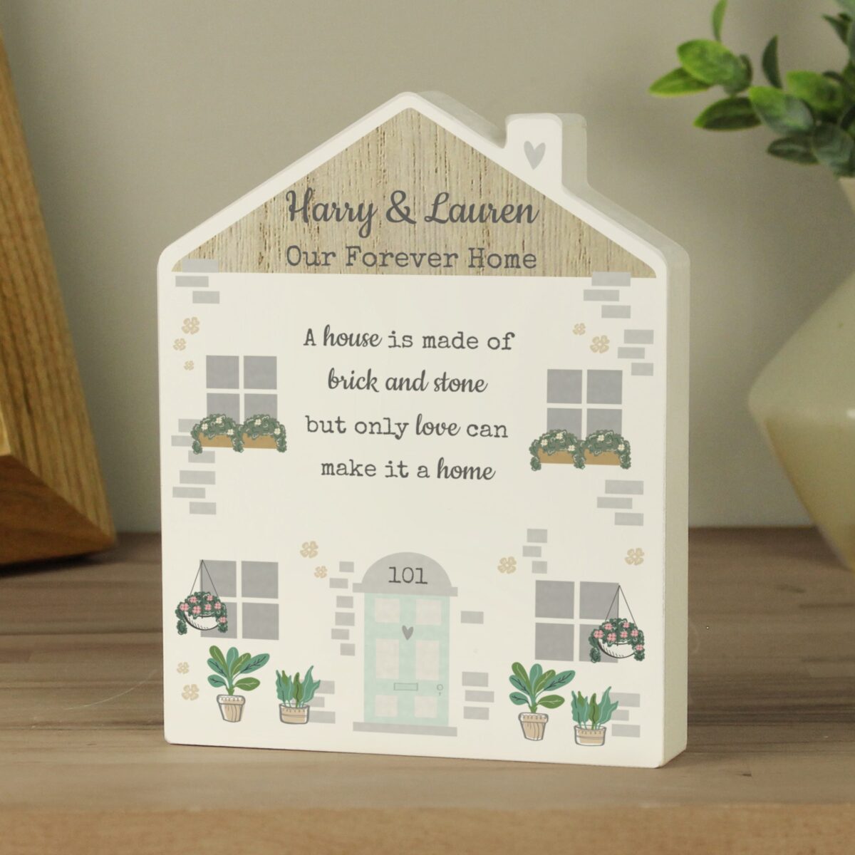 Personalised Love Makes A Home Wooden House Ornament: 2 - Ornaments By Gift Moments