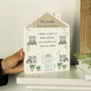 Personalised Love Makes A Home Wooden House Ornament: 4 - Ornaments By Gift Moments