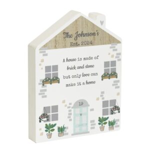 Personalised Love Makes A Home Wooden House Ornament: 6 - Ornaments By Gift Moments