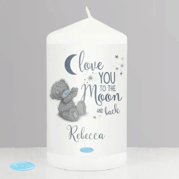 Personalised Me to You ’Love You to the Moon and Back’ Pillar Candle: 2 - Candles By Gift Moments