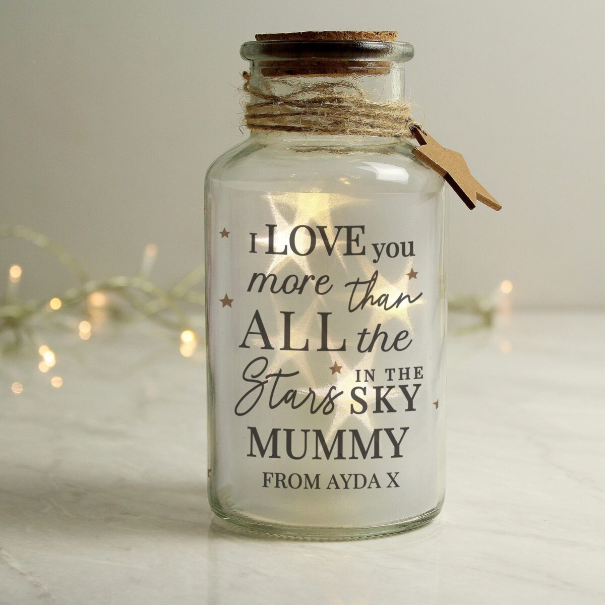 Personalised I Love You More... LED Glass Jar: 2 - LED Lighting By Gift Moments
