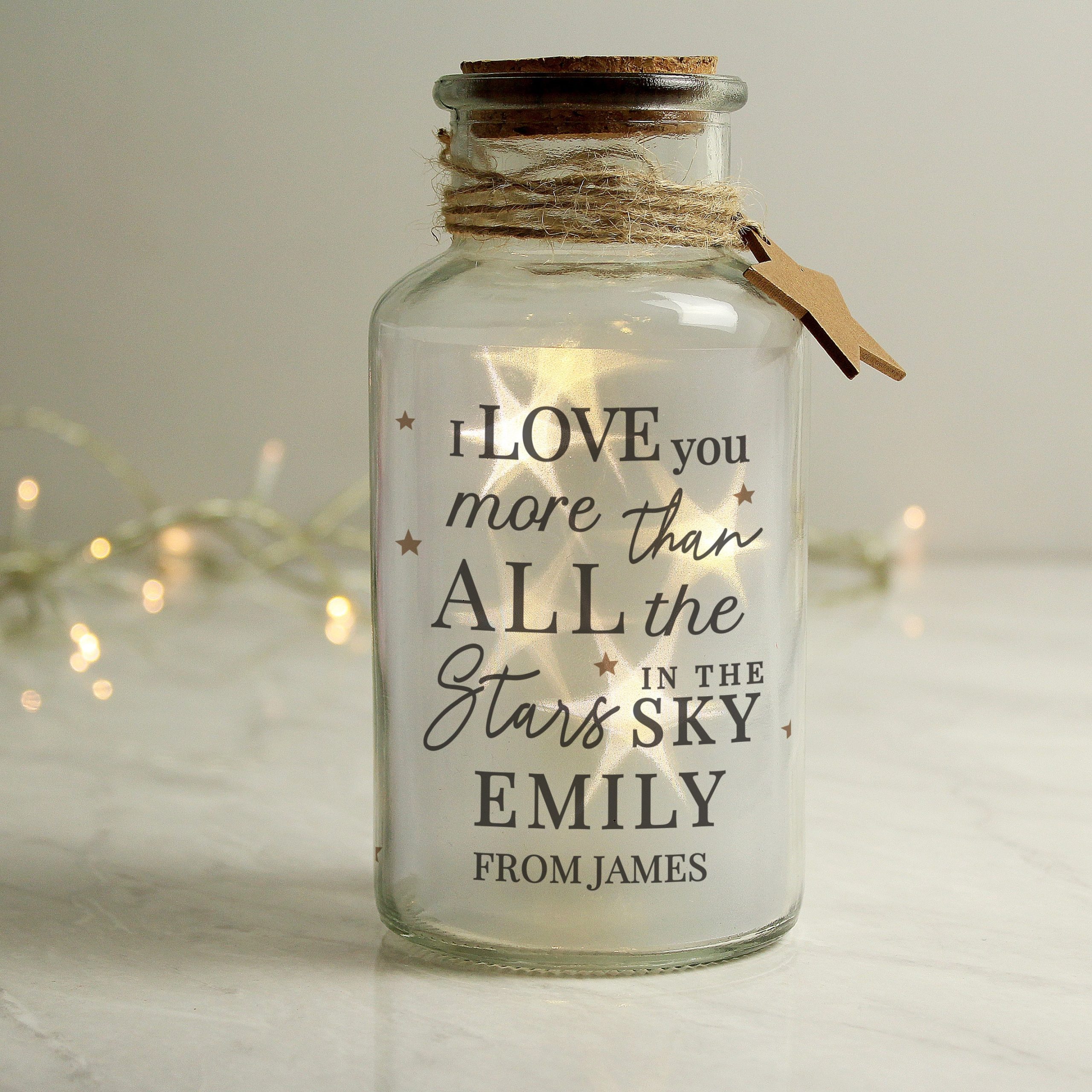 Personalised I Love You More... LED Glass Jar: 1 - LED Lighting By Gift Moments