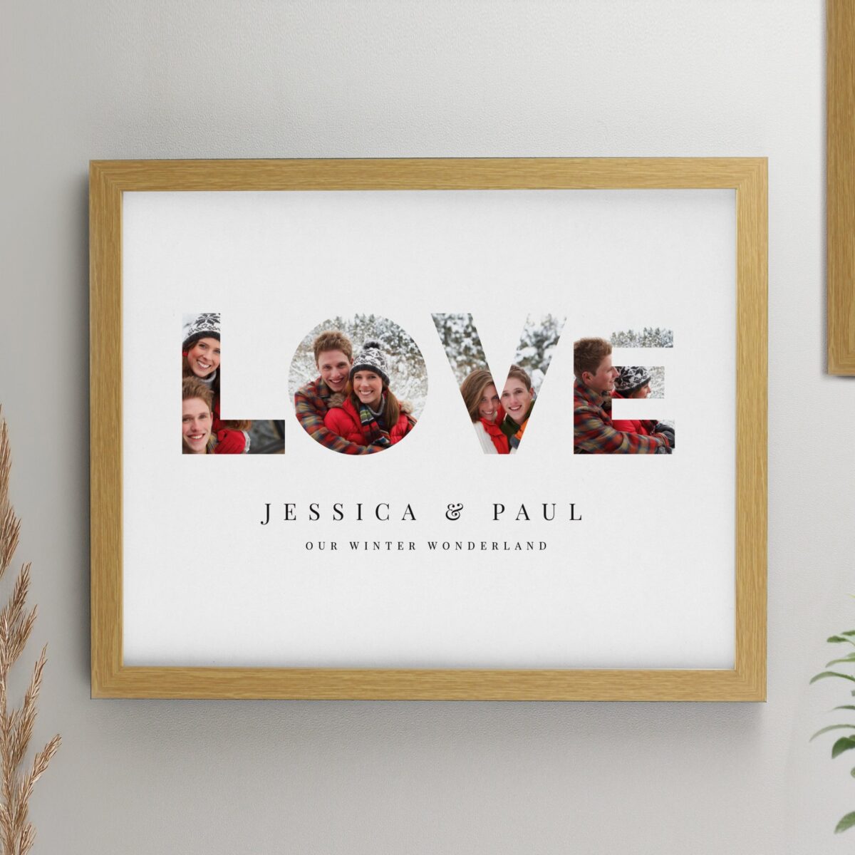 Personalised LOVE Photo Framed Prints: 1 - Oak - Framed Prints By Gift Moments