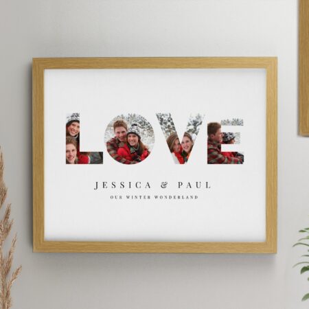 Personalised LOVE Photo Framed Prints: 1 - Oak - Framed Prints By Gift Moments