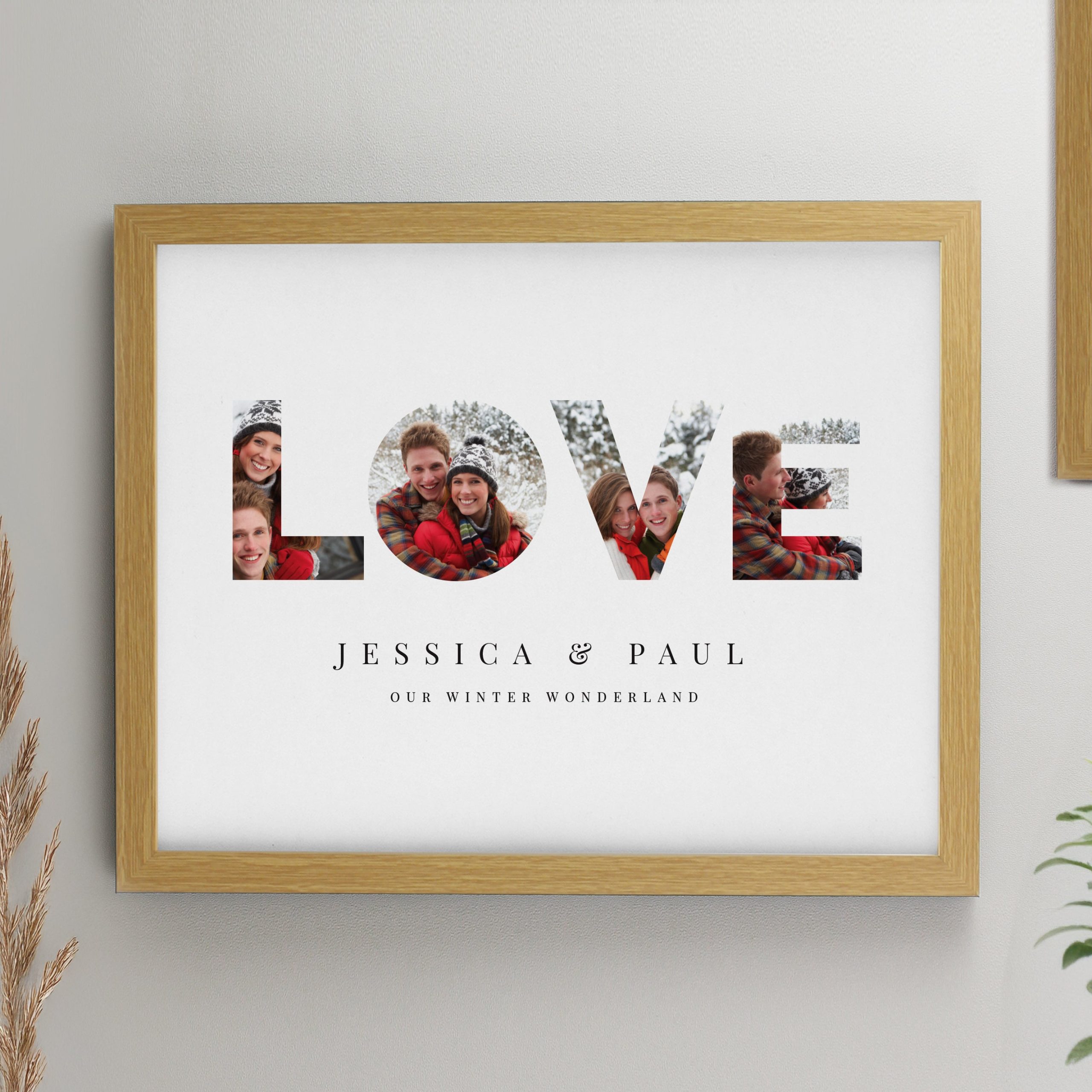 Personalised LOVE Photo Framed Prints: 1 - Oak - Framed Prints By Gift Moments