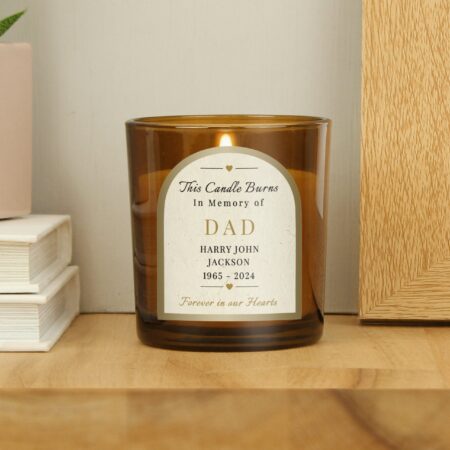 Personalised In Loving Memory Amber Glass Candle: 3 - Candles By Gift Moments