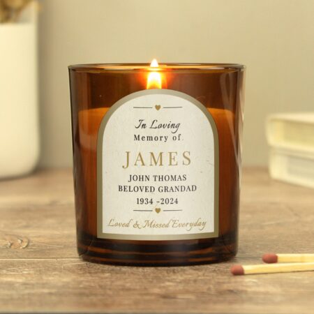Personalised In Loving Memory Amber Glass Candle: 2 - Candles By Gift Moments