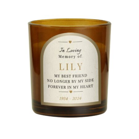 Personalised In Loving Memory Amber Glass Candle: 5 - Candles By Gift Moments