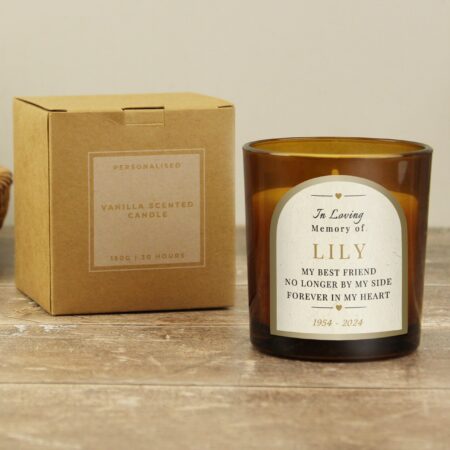 Personalised In Loving Memory Amber Glass Candle: 6 - Candles By Gift Moments