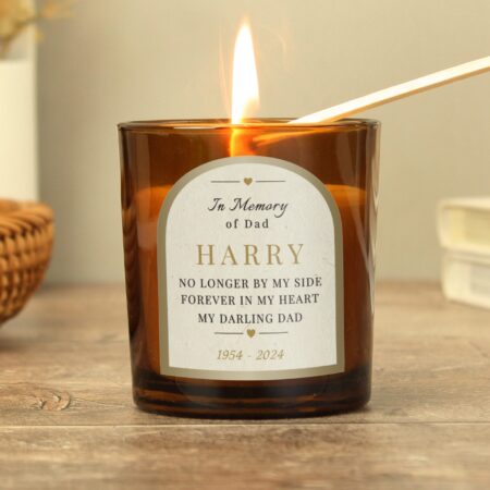 Personalised In Loving Memory Amber Glass Candle: 4 - Candles By Gift Moments