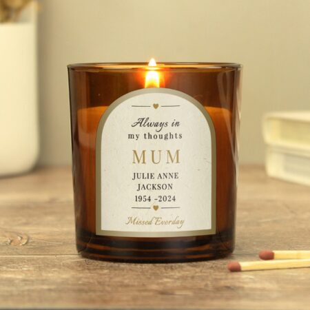 Personalised In Loving Memory Amber Glass Candle: 7 - Candles By Gift Moments
