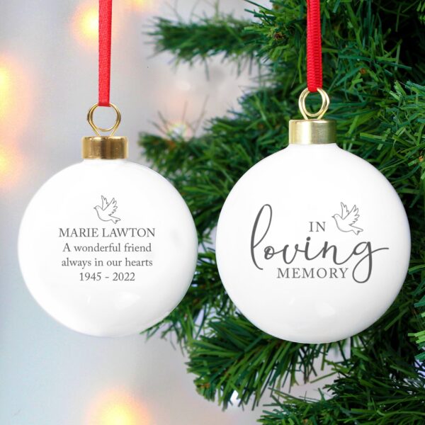 Personalised In Loving Memory Bauble: 2 - Christmas Baubles By Gift Moments