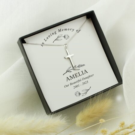 Personalised In Loving Memory Cross Sentiment Necklace and Box: 6 - Necklaces By Gift Moments