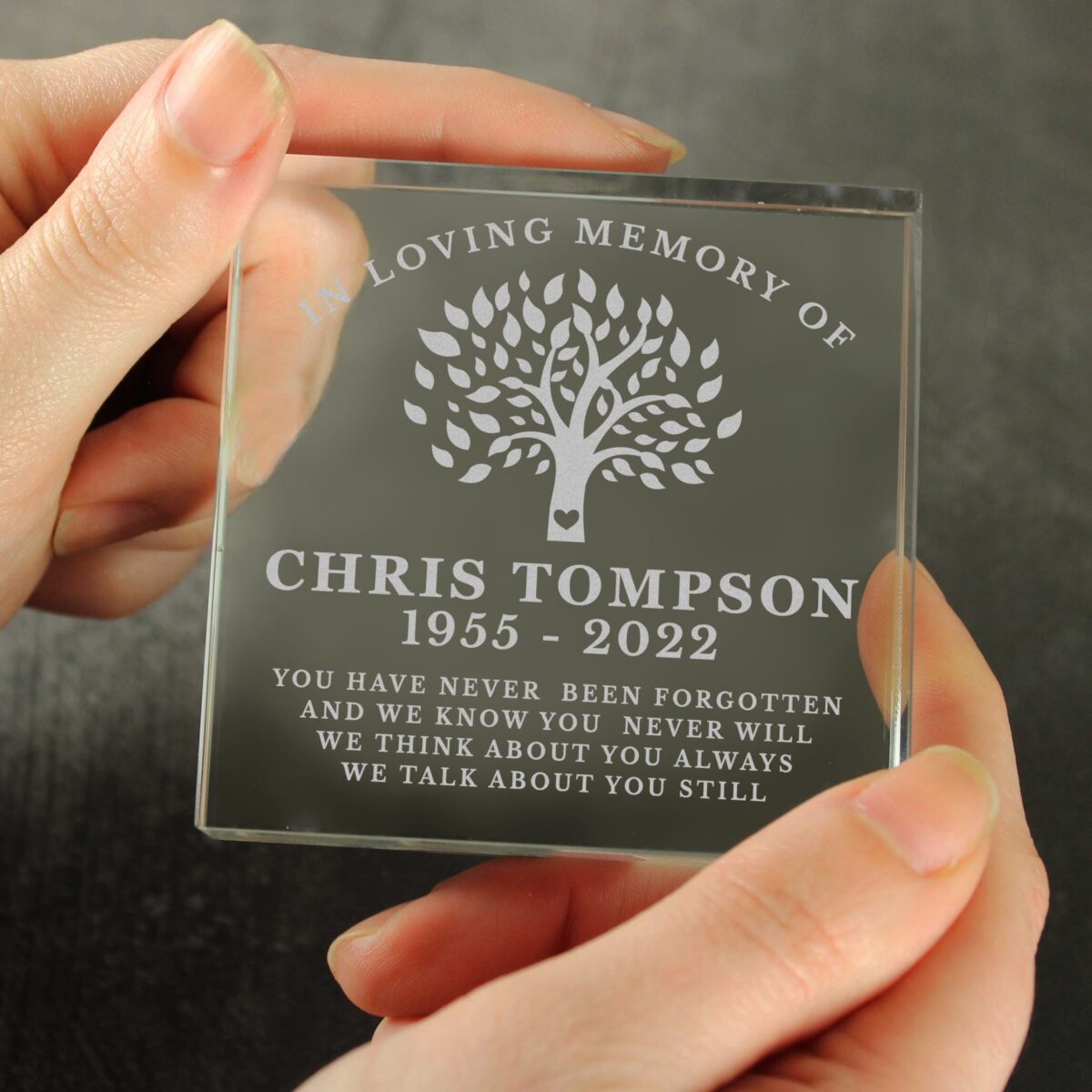 Personalised In Loving Memory Family Tree Crystal Token: 2 - Crystal Tokens By Gift Moments