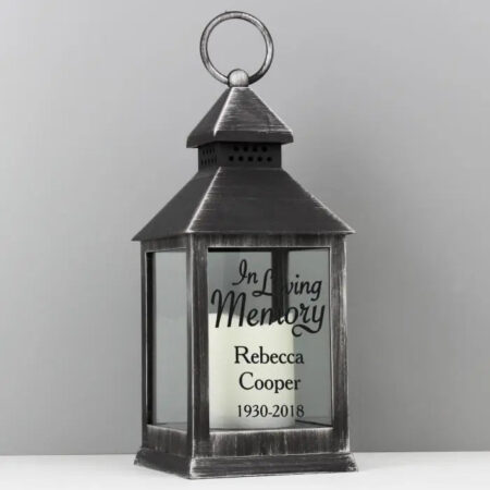 Personalised In Loving Memory Rustic Black Lantern: 4 - LED Lighting By Gift Moments