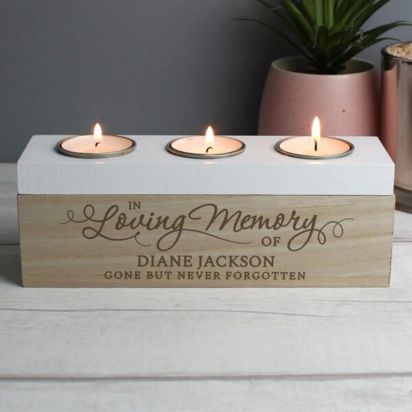 Personalised In Loving Memory Triple Tea Light Box: 2 - Candle Holders By Gift Moments