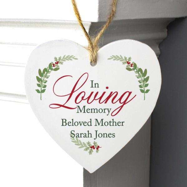 Personalised In Loving Memory Wooden Heart Decoration: 2 - Christmas Decorations By Gift Moments