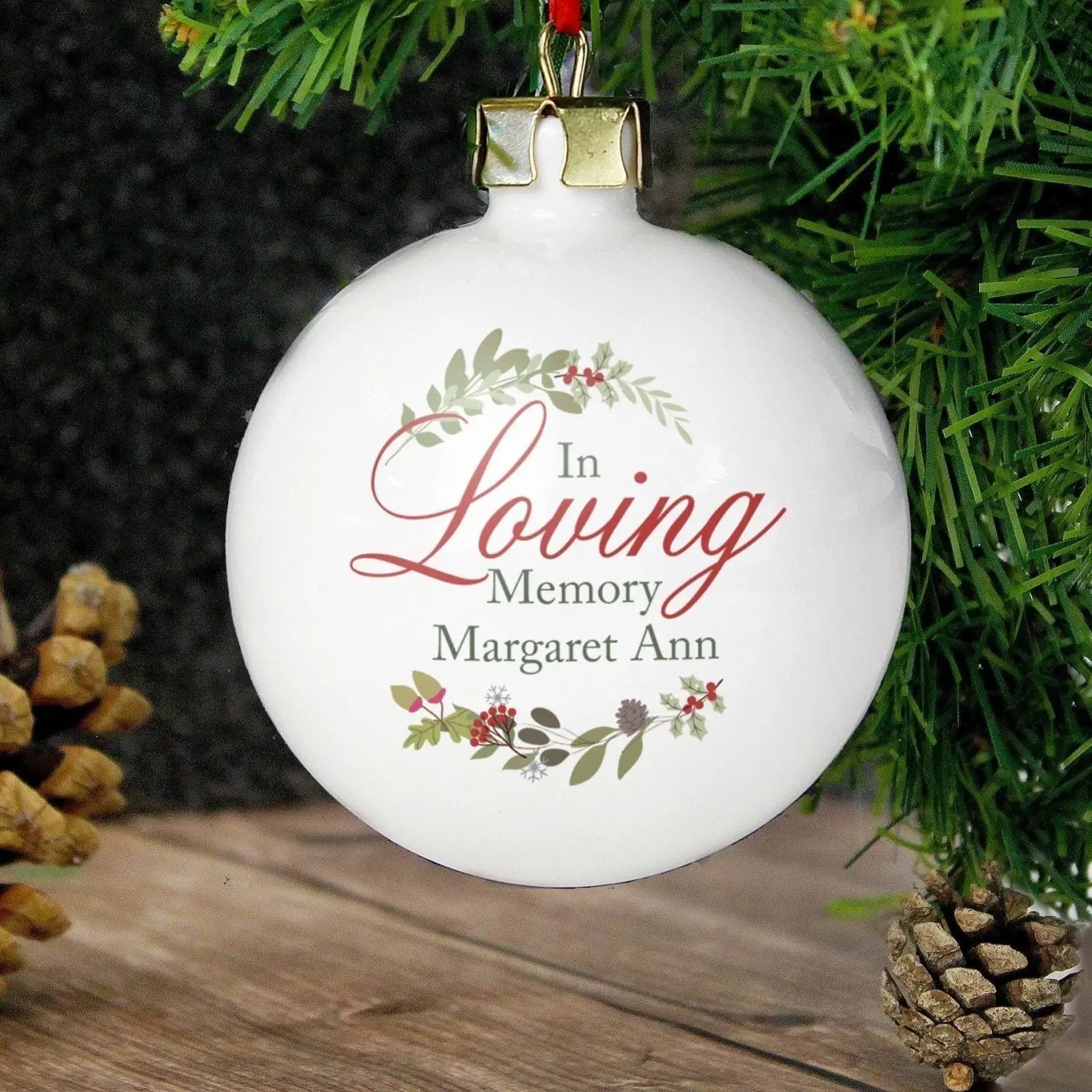 Personalised In Loving Memory Wreath Bauble: 1 - Christmas Baubles By Gift Moments