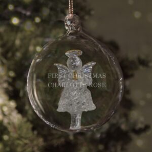 Personalised Luxury Glass Christmas Baubles: 5 - Angel - Christmas Baubles By Gift Moments