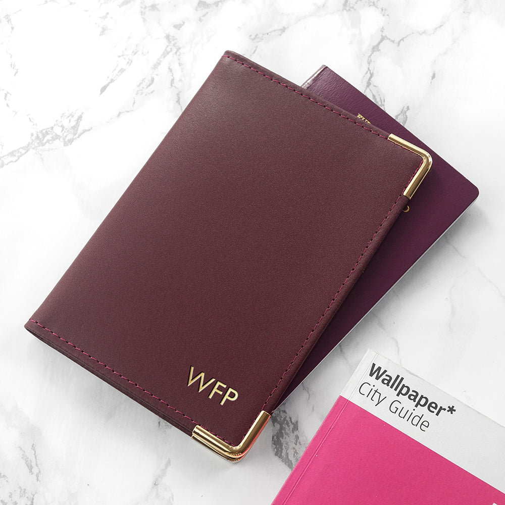 Personalised luxury leather passport covers