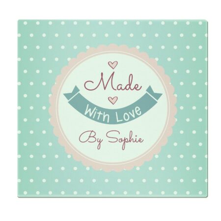 Personalised Made with Love Glass Chopping Board/Worktop Saver: 6 - Chopping Boards By Gift Moments