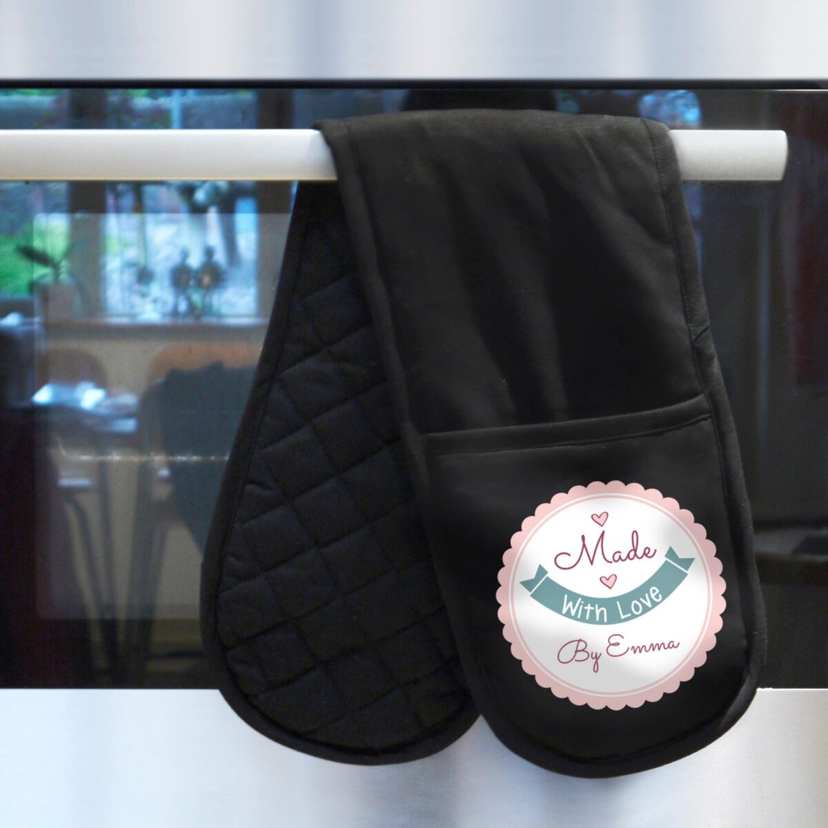 Personalised made love oven gloves