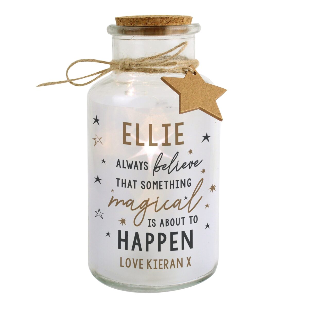 Personalised Magical Things Happen LED Glass Jar: 3 - LED Lighting By Gift Moments