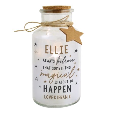 Personalised Magical Things Happen LED Glass Jar: 3 - LED Lighting By Gift Moments