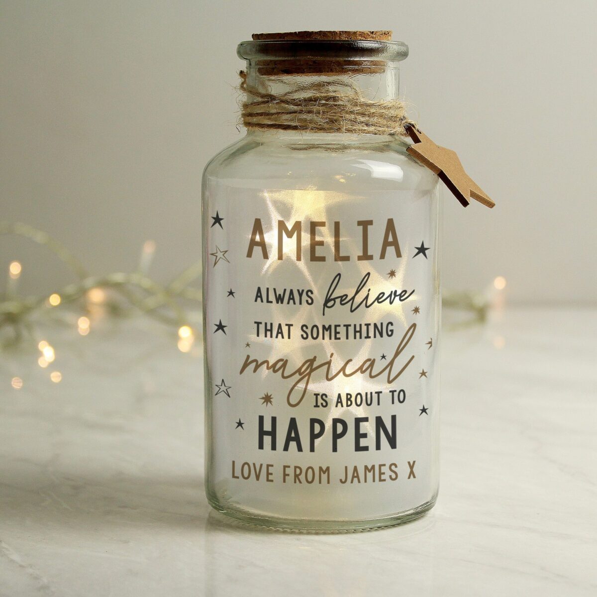 Personalised Magical Things Happen LED Glass Jar: 1 - LED Lighting By Gift Moments