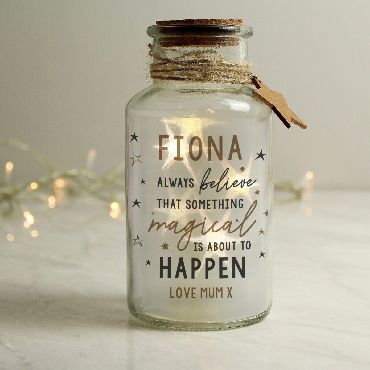 Personalised Magical Things Happen LED Glass Jar: 2 - LED Lighting By Gift Moments