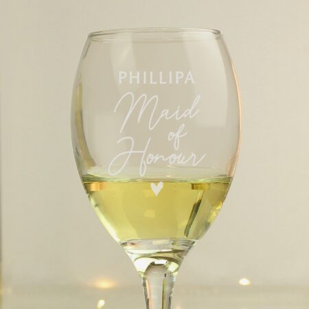Personalised Maid of Honour Wine Glass: 2 - Wine Glasses By Gift Moments