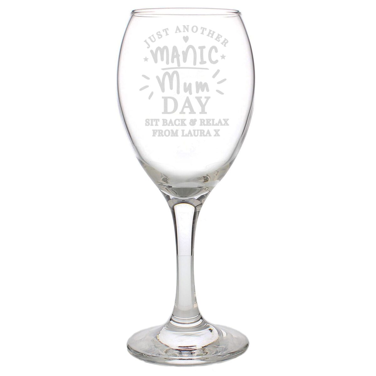 Personalised Manic Mum Day Wine Glass: 6 - Wine Glasses By Gift Moments