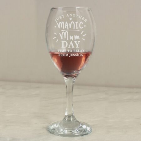 Personalised Manic Mum Day Wine Glass: 2 - Wine Glasses By Gift Moments