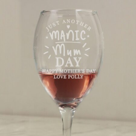 Personalised Manic Mum Day Wine Glass: 3 - Wine Glasses By Gift Moments