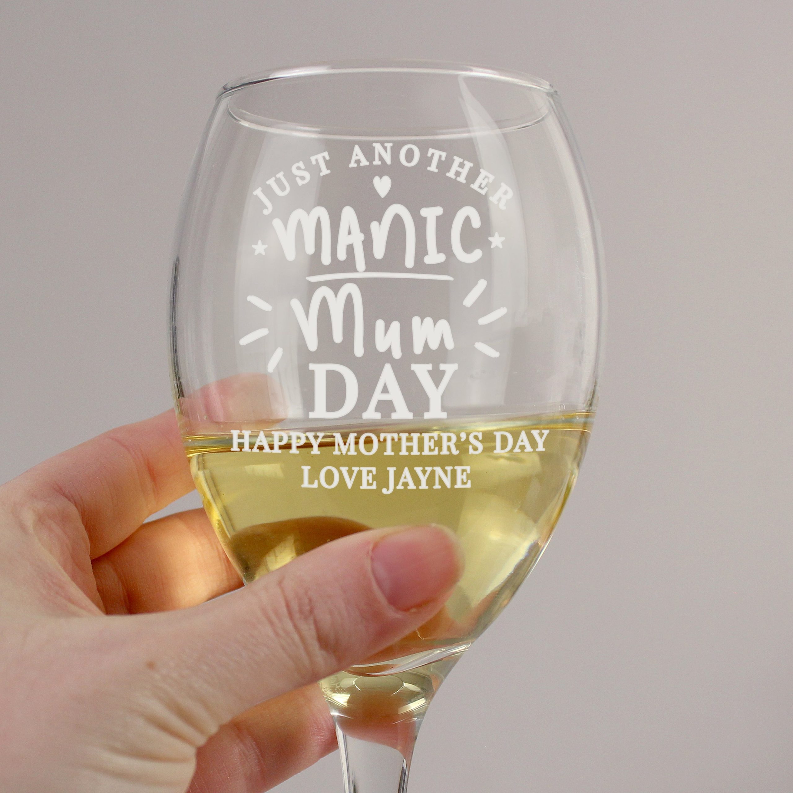 Personalised Manic Mum Day Wine Glass: 1 - Wine Glasses By Gift Moments