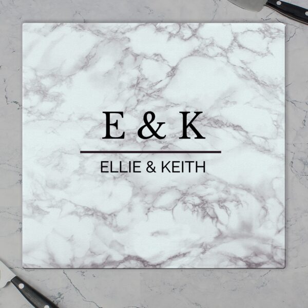 Personalised Marble Effect Glass Chopping Board/Worktop Saver: 1 - Chopping Boards By Gift Moments