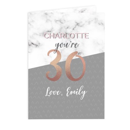 Personalised Marble and Rose Gold Birthday Card: 4 - Greeting Cards By Gift Moments