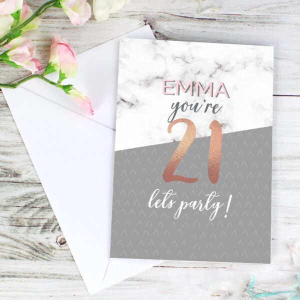 Personalised Marble and Rose Gold Birthday Card: 1 - Greeting Cards By Gift Moments