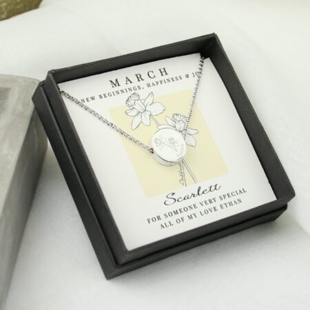 Personalised March Birth Flower Necklace and Box: 3 - Necklaces By Gift Moments
