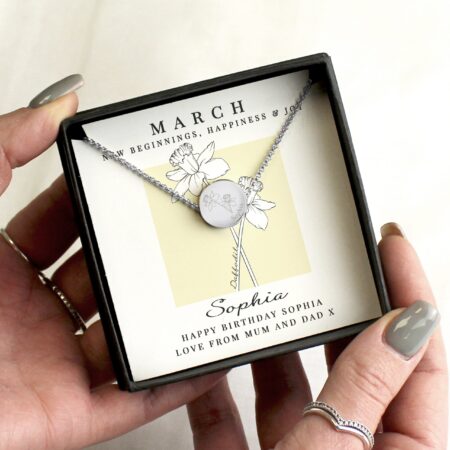 Personalised March Birth Flower Necklace and Box: 1 - Necklaces By Gift Moments